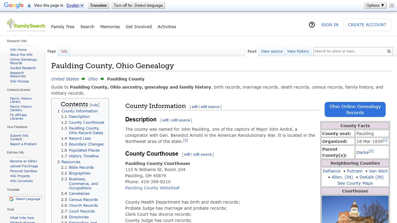 Paulding County, Ohio Genealogy • FamilySearch